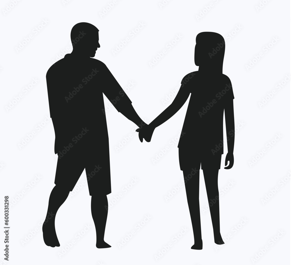 Black silhouette of couple holding hands