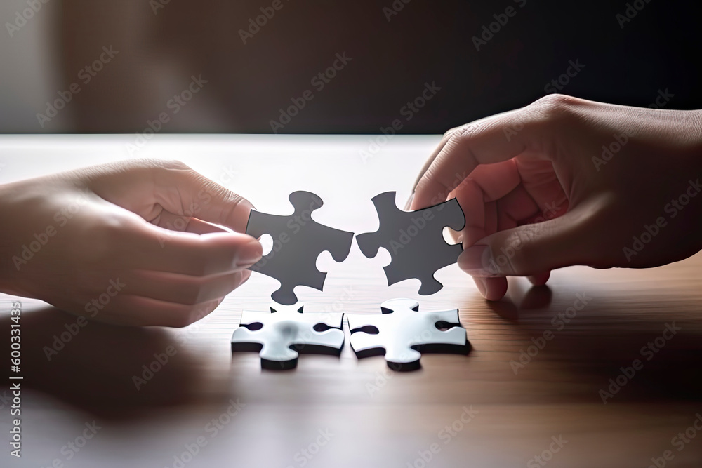 Partnership working together for success, friendship or connection to help solve problem Partnership working together for success, friendship or connection to help solve problem