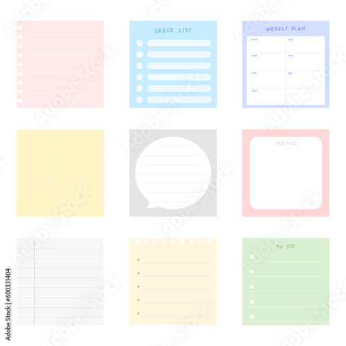 Sticky note collection set with note paper.