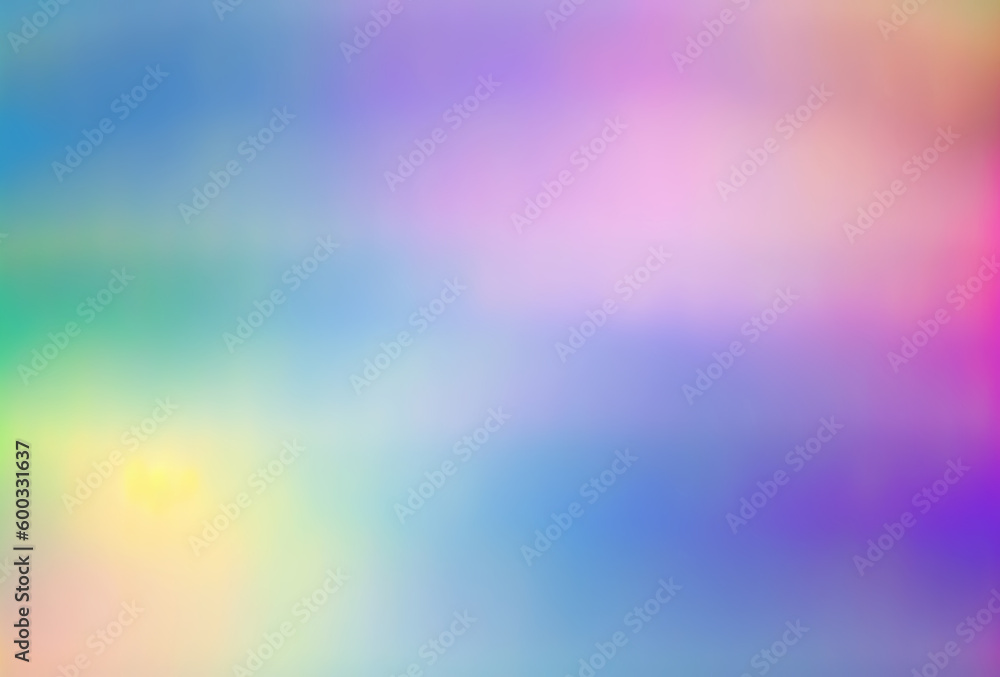Flare pattern. Gradient color. Abstract background. Blurred illustration of pastel rainbow smoky purple blue yellow green composition.