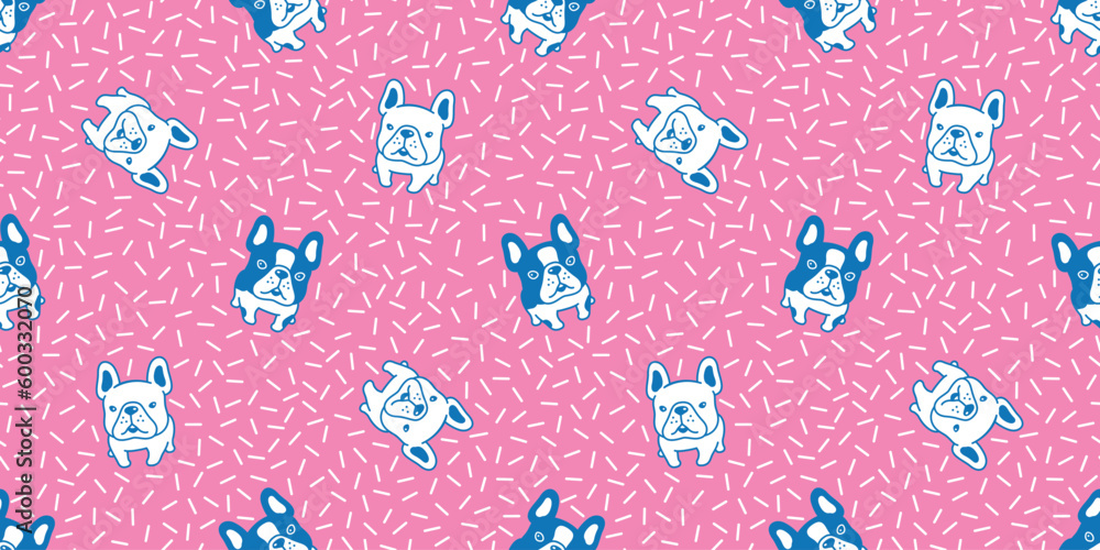 dog seamless pattern french bulldog vector pet puppy cartoon gift wrapping paper tile background repeat wallpaper doodle scarf isolated illustration design