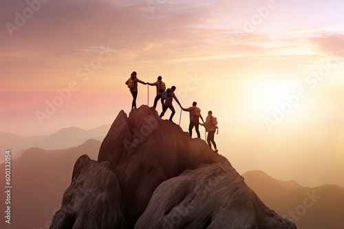 Fotografia, Obraz Teamwork to help success together, leadership to lead team to achieve goal or ta