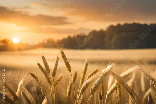 Field of Dry Golden Wheat. Generative AI