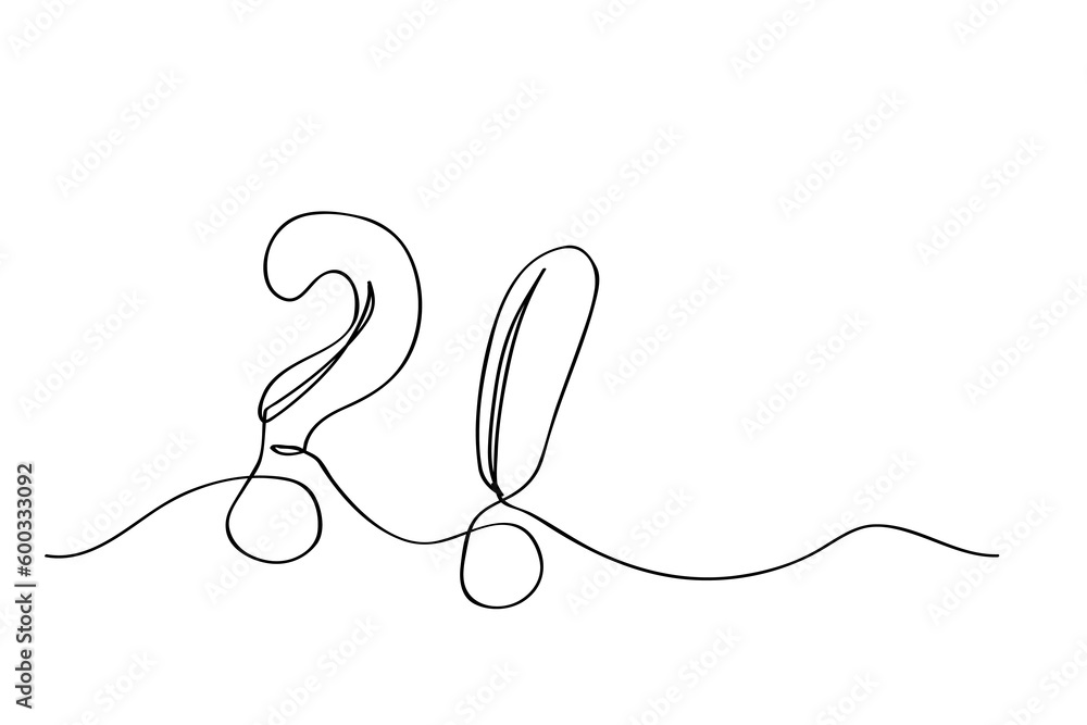 vector question mark and exclamation, single or continuous line with copy negative space for text area
vector question mark and exclamation, single or continuous line with copy negative space for text area