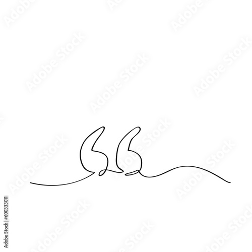 simple vector sketch quote mark single one line art, continuous