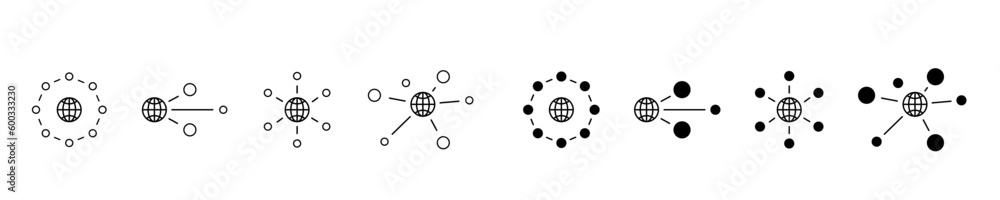 World global network icon set illustration