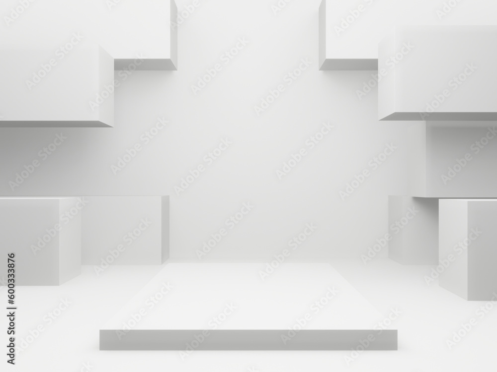 custom made wallpaper toronto digitalWhite background. 3D rendered white geometric podium.