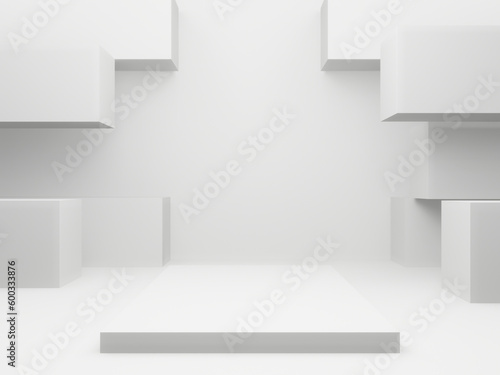 Wallpaper Mural White background. 3D rendered white geometric podium. Torontodigital.ca