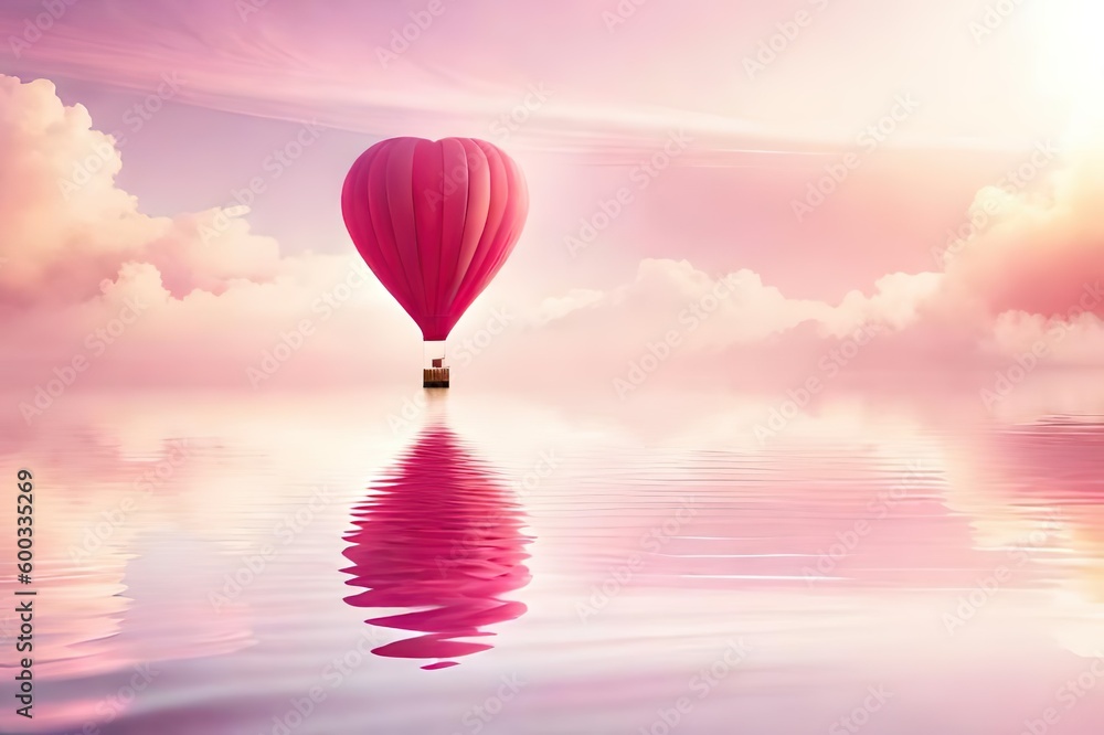 Obraz premium Heißluftballons - surreale, abstrakte und moderne ansprechende Illustration, Soft Farben, verwaschene Hintergründe