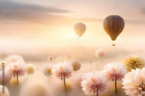 Heißluftballons - surreale, abstrakte und moderne ansprechende Illustration, Soft Farben, verwaschene Hintergründe