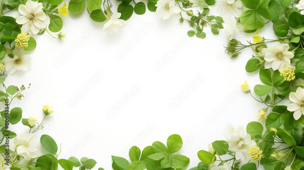 Green flower frame on a white background