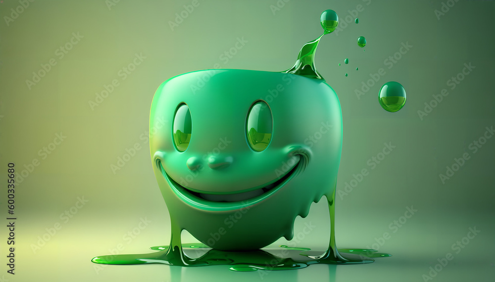 3D smile in the style of a green water