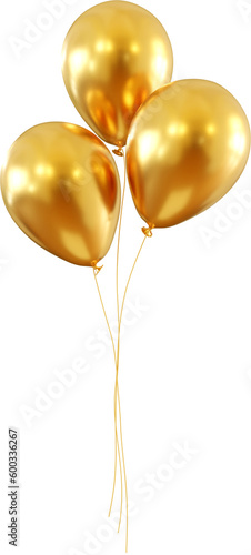 3D Render Bunch Of Golden Balloons