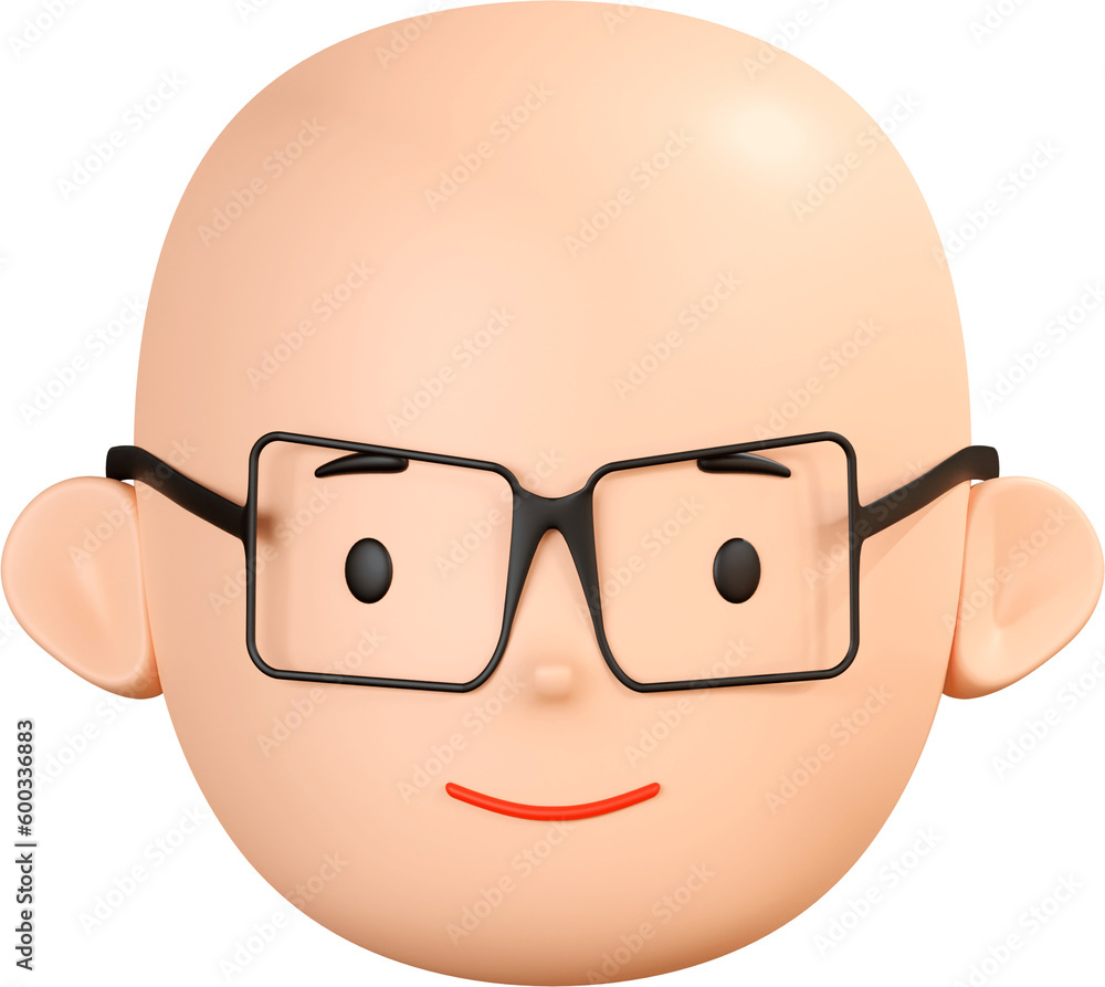 Obraz premium 3D Render Smiling Face Of Boy Character Emoji