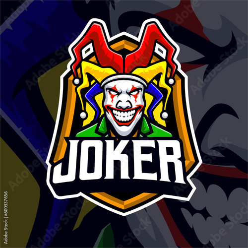 Joker masscot logo esport illustration premium vector