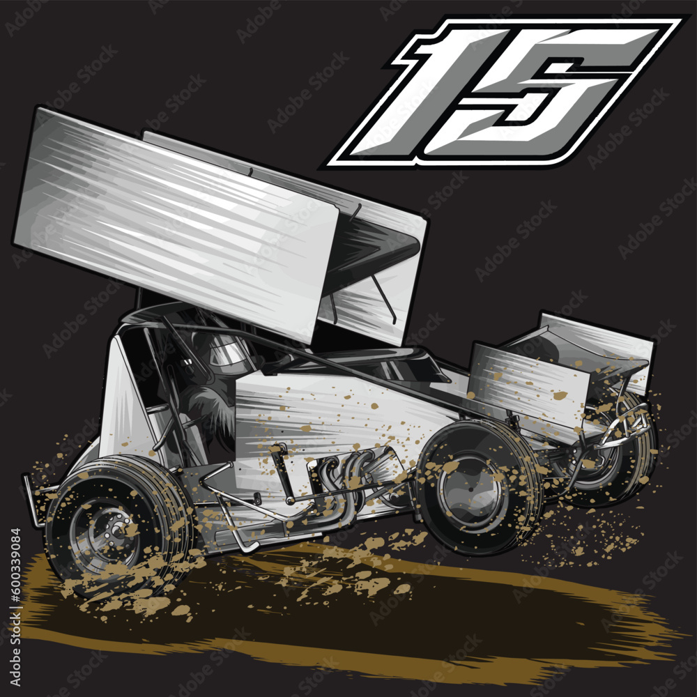dirt splash racing illustration isolated in black background for poster ...