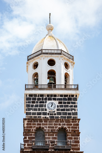 bell tower of the church of teguise, lanzarote, canary islands photo