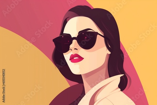 poster woman portrait style design beauty girl glasses fashion illustration modern. Generative AI.