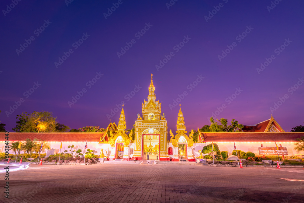 Naklejka premium The entrance arch of Phra That Phanom Woramahawihan, Phra Aram Luang, That Phanom District, Nakhon Phanom Province, Thailand