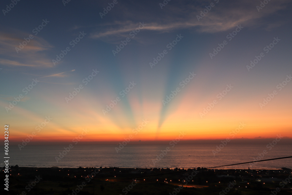 The sunset view of Tongxiao Township, Miaoli County on September 19, 2021