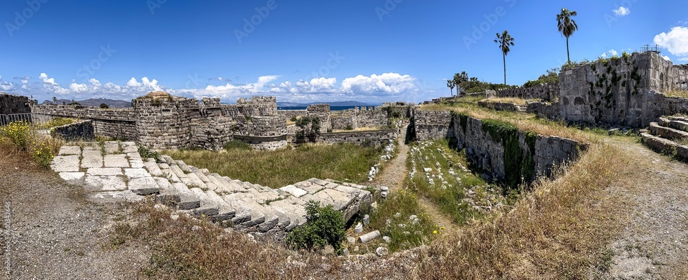 Panoramic view of castle ruins 