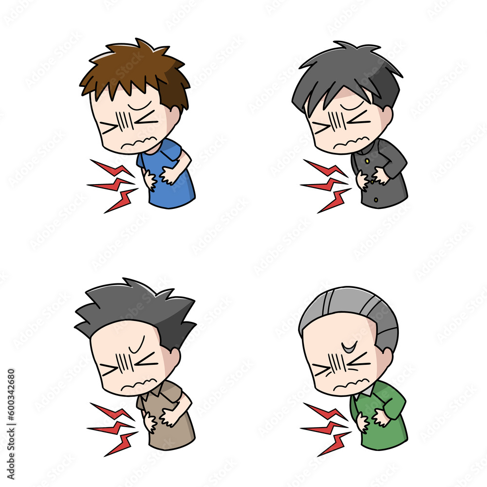 腹痛に苦しむ男性4パターン