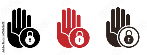  Restricted area vector flat icons set