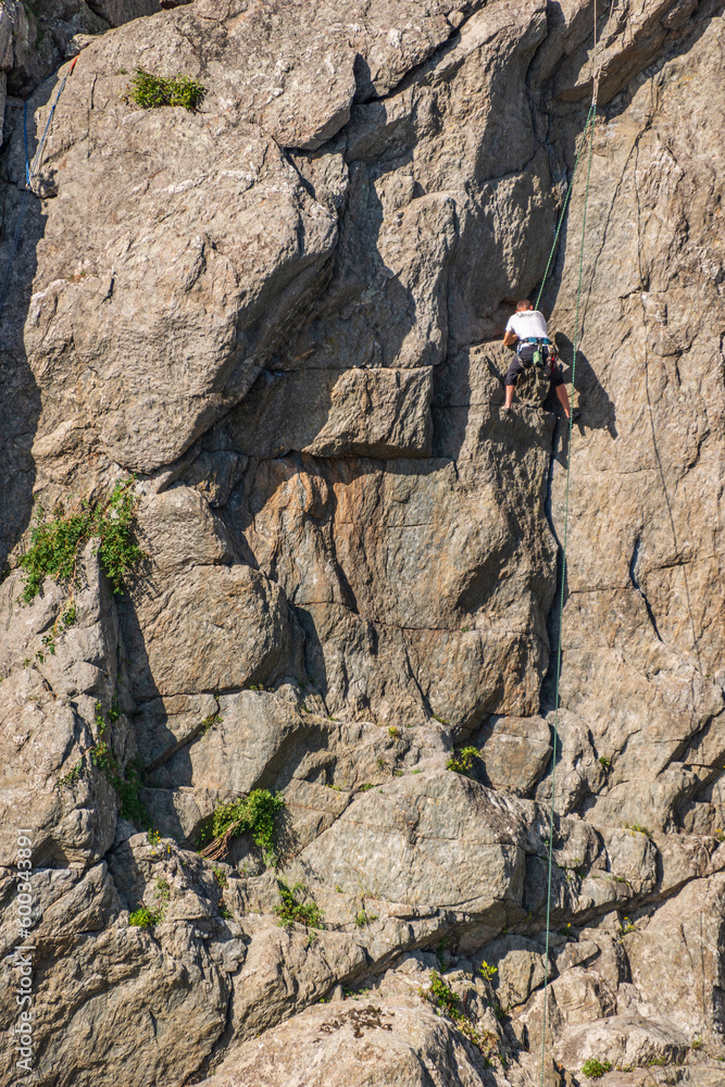 Climber at Great Falls Park, National Park Service site in Virginia Climber at Great Falls Park, National Park Service site in Virginia
