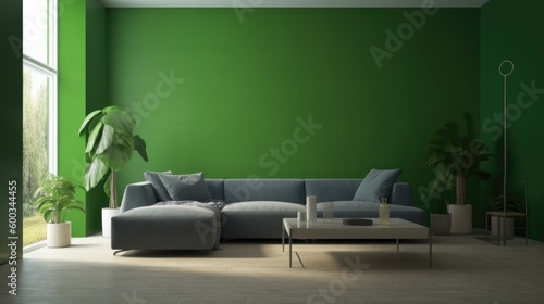 Stylish Living Room. Modern Interior Design Background. Generative AI. photo