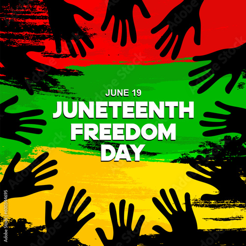 Juneteenth Freedom Day, an annual holiday in America on June 19, Juneteenth Freedom Day. design with texture brush paint