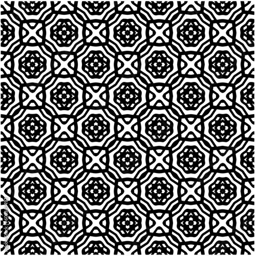 Abstract seamless monochrome pattern on white background for coloring. Design for banner, card, invitation, postcard, textile, fabric, wrapping paper, coloring book.