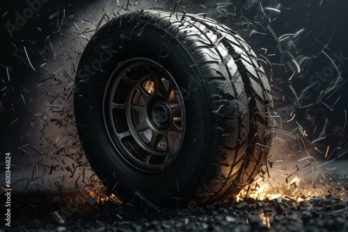 Bursting tire through technology. Generative AI © Arya