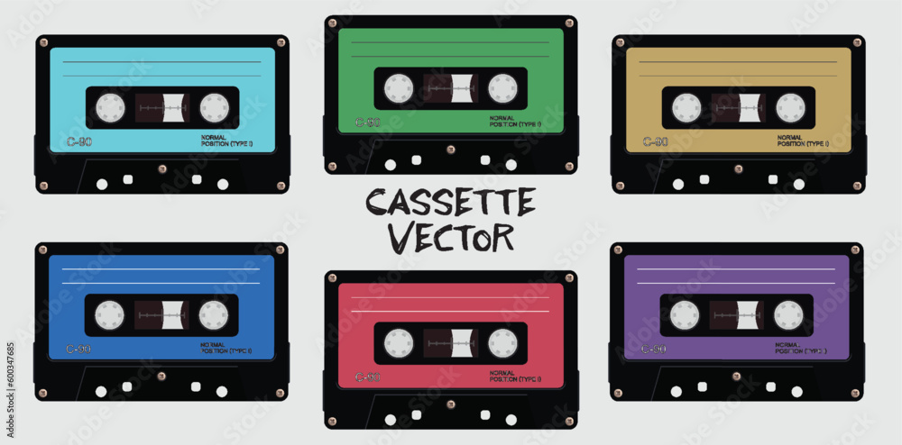Set of Cassette tapes. Vector illustration
