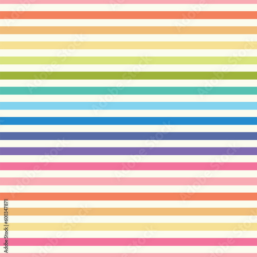 Rainbow stripes background vector. Fun colourful horizontal striped seamless pattern design. 