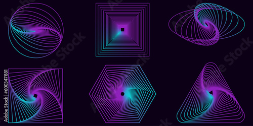 Shape set y2k style for banner. Shape set y2k style for decoaration.Shape set y2k style for poster.Y2k aesthetic.Trendy geometric forms.Simple shapes.Trendy 90s.