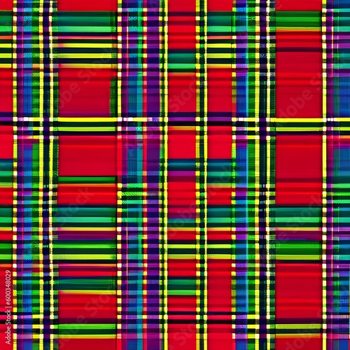 A geometric design with squares and rectangles arranged in a tartan pattern, in shades of red and green4, Generative AI photo