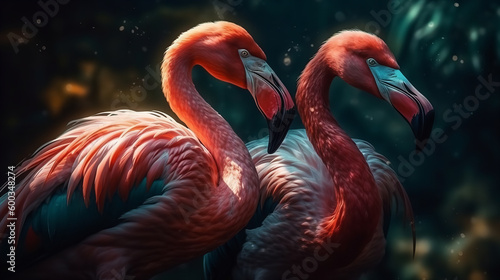 Two flamingos fondo de pantalla Generative AI © Ralf