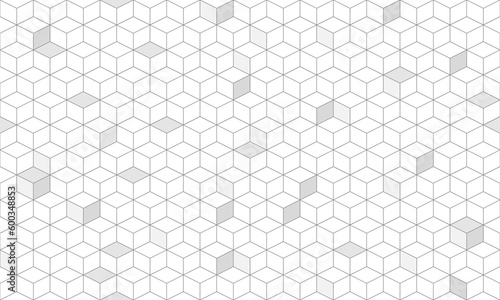 Grey 3D cube  seamless geometric pattern background. Vector Repeating Abstract.