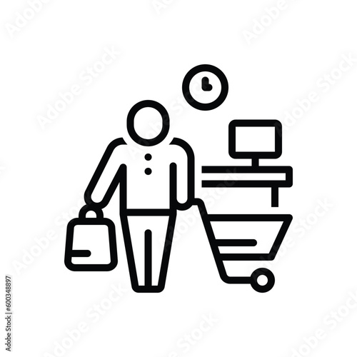 Black line icon for customer 