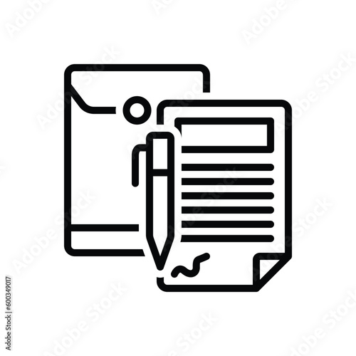 Black line icon for contract 