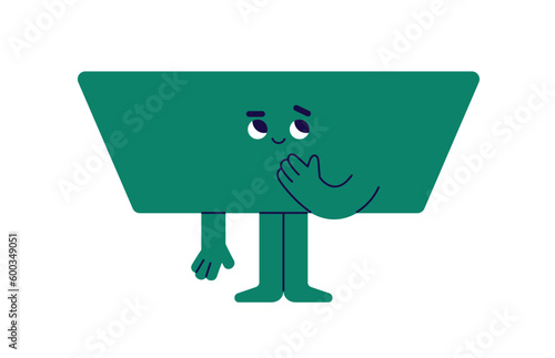 Geometric shape character dreaming. Cute happy geometry figure daydreaming, imagining, thinking. Funny curious dreamer smiling. Childish flat graphic vector illustration isolated on white background