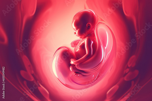 human embryo a fetus in a uterus, generative AI photo