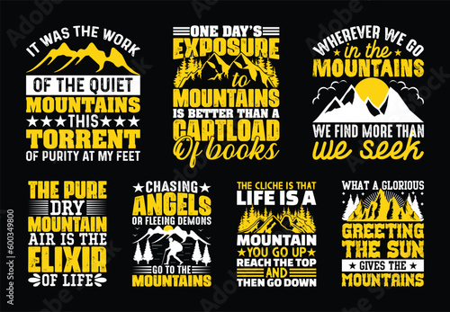 Mountain T shirt Design Bundle, Quotes about Traveling, Adventure T shirt, Hiking, Camping typography T shirt design Collection
