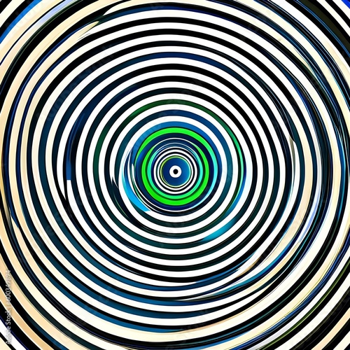 An optical illusion design with concentric circles in shades of green and blue1  Generative AI