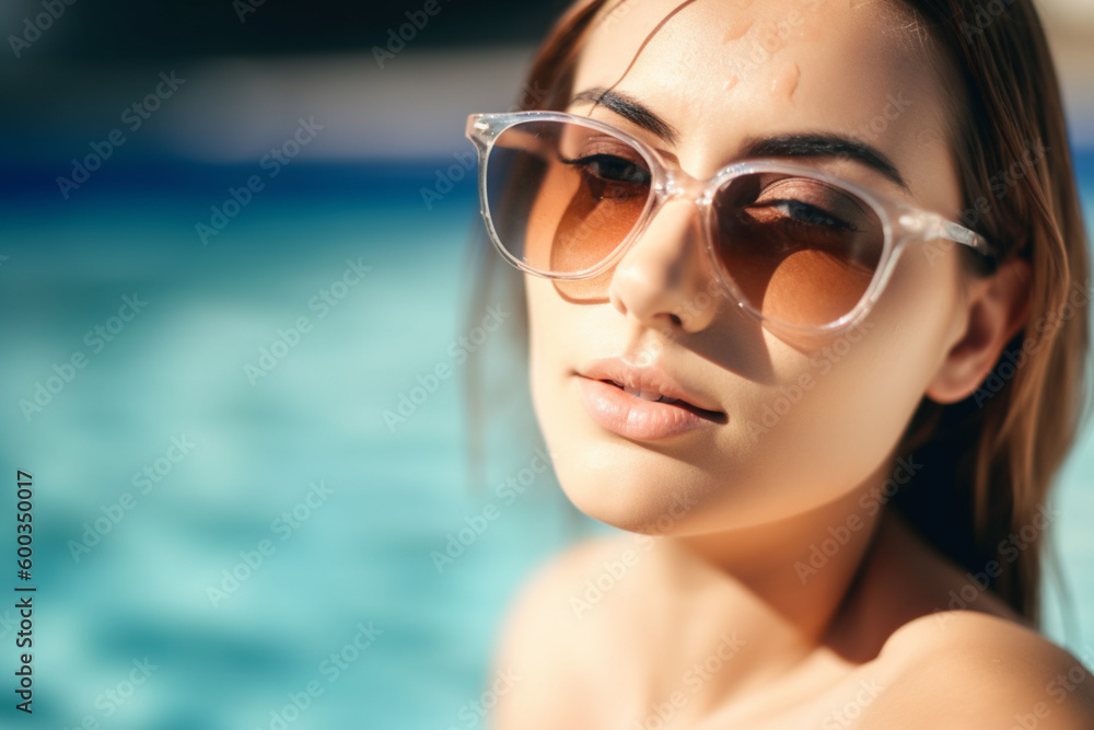 Girl on the beach. Created with generative Ai technology. Girl on the beach. Created with generative Ai technology.