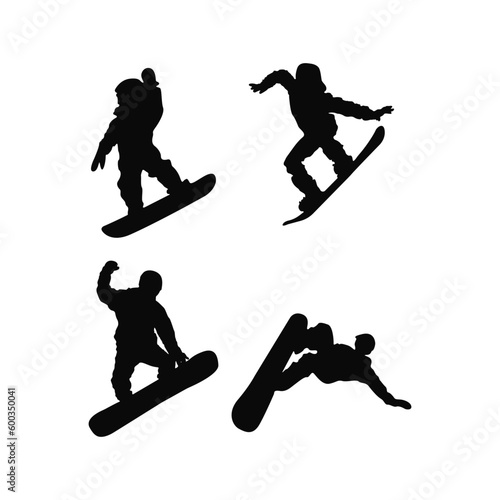 Snowboard Man Silhouette Collection For Design Elements Templates