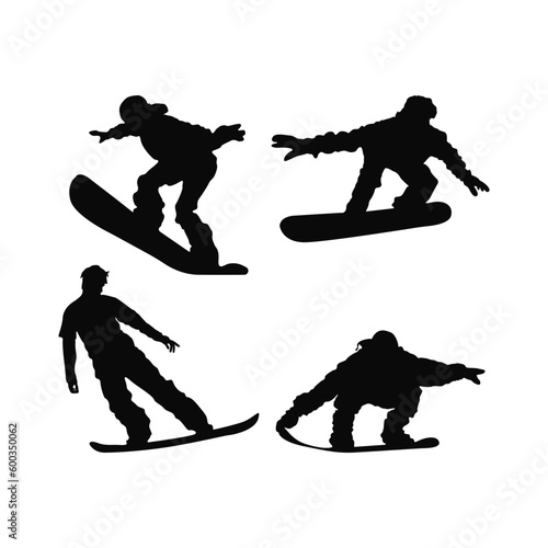 Snowboard Man Silhouette Collection For Design Elements Templates