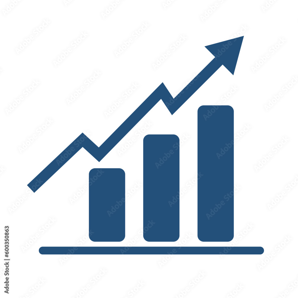 Rapidly increasing bar graph icon. Increase. Vector. Rapidly increasing bar graph icon. Increase. Vector.