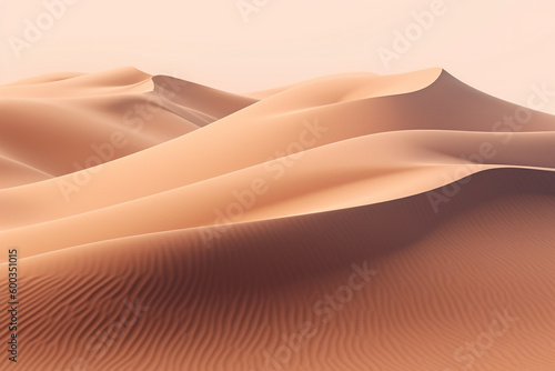 Nature concept. Abstract desert landscape with dunes and clear sky in background. Copy space. Generative AI