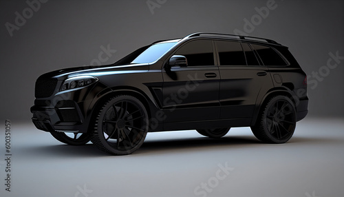 A black suv car with black background, Generative AI